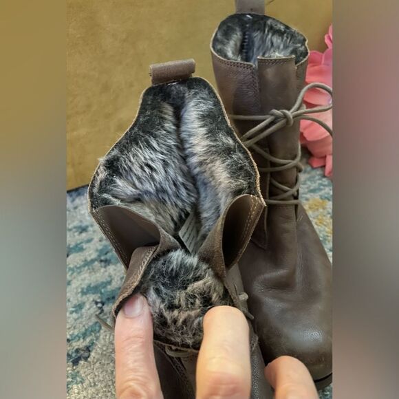 Clarks Minx Judy Leather Lace Up Winter Boots Faux Fur Brown 9 - Picture 5 of 8